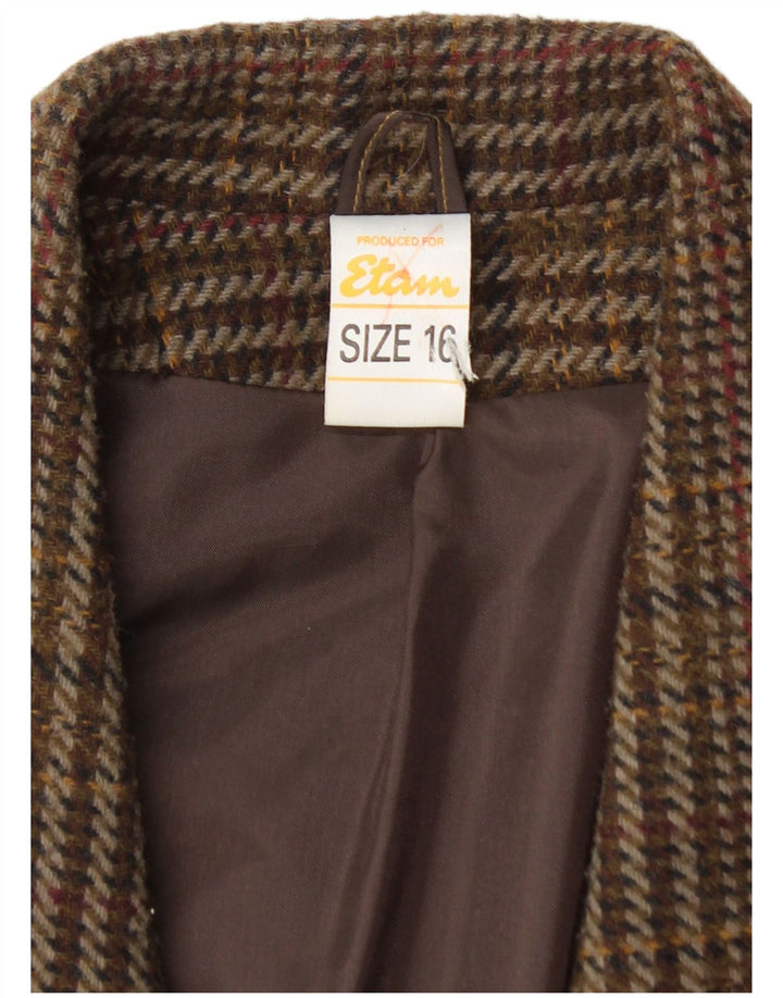 Giacca blazer doppiopetto da donna ETAM US 16 2XL Acrilico a quadri marrone