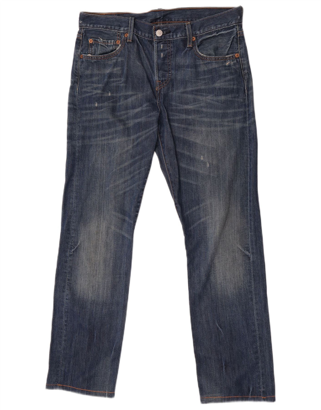 Levi's Uomo 501 Jeans dritti effetto consumato W32 L29 Blu