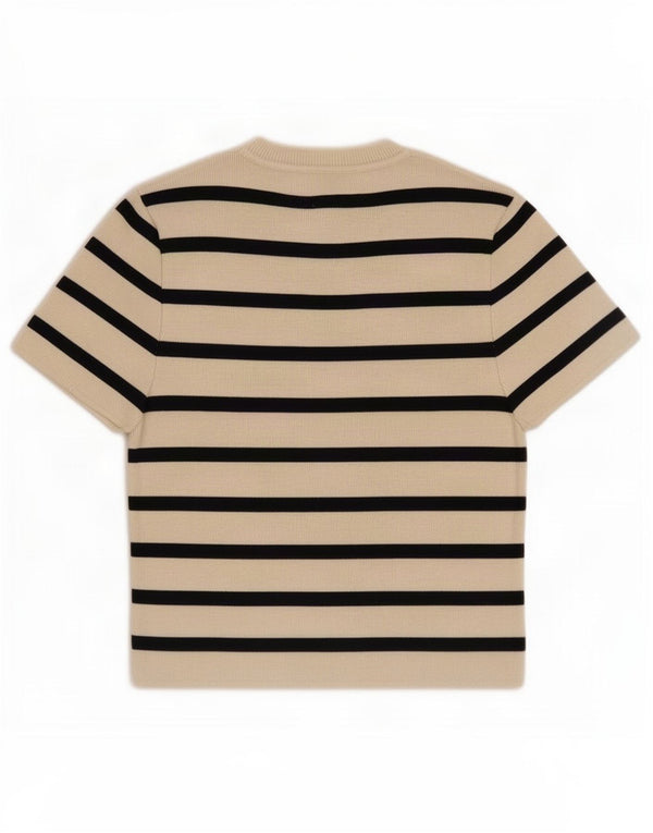T-shirt corta da donna Zara UK 14 a righe grandi bianche