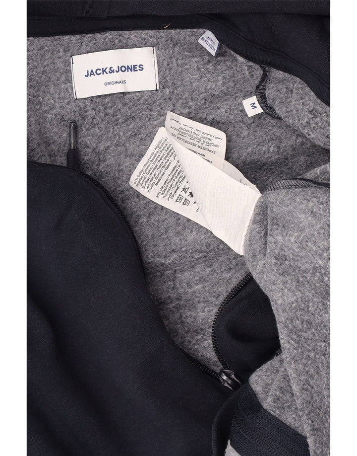 Maglione con cappuccio e zip grafica da uomo Jack & Jones in cotone blu navy medio