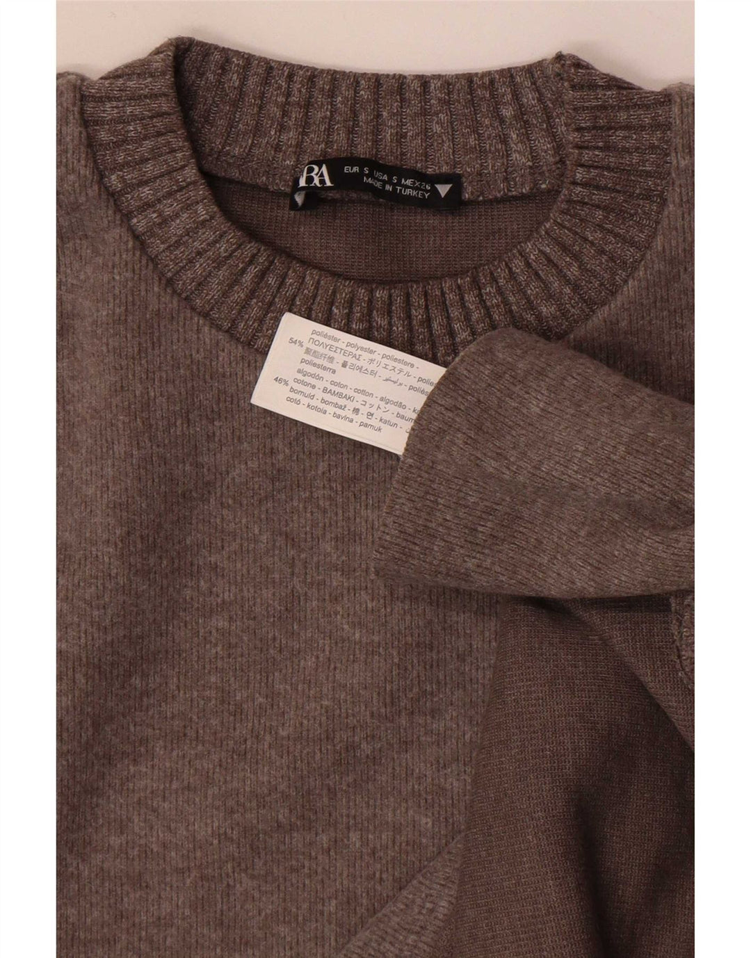 Maglione maglione girocollo oversize da donna Zara UK 10 piccolo poliestere marrone