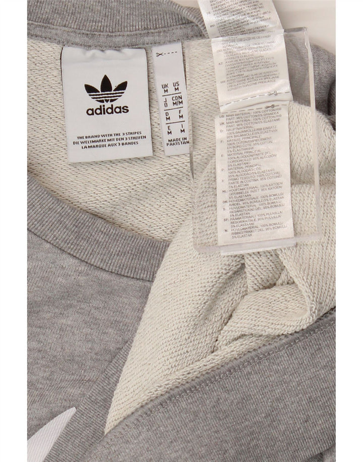 Felpa grafica da uomo Adidas Felpa in cotone grigio medio