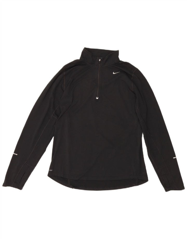 Maglia da tuta Nike Dri Fit con zip e collo pullover da uomo, poliestere nero medio