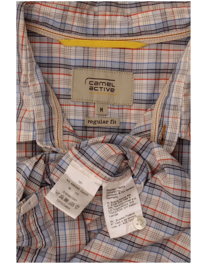 Camicia da uomo a maniche corte Regular Fit Camel Active in cotone a quadri blu medio