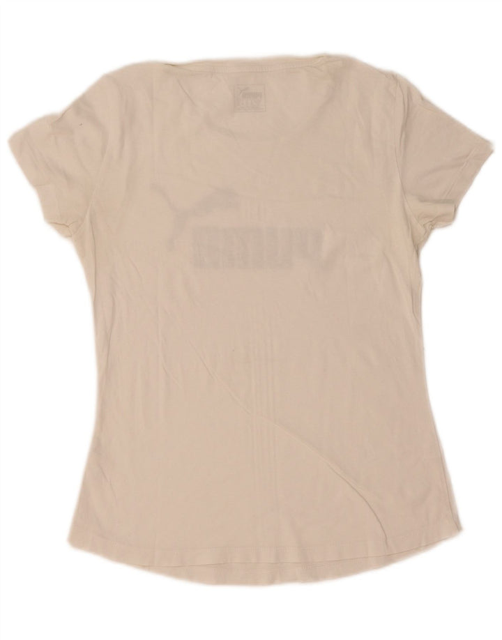 T-shirt grafica da donna Puma UK 10 piccola bianca