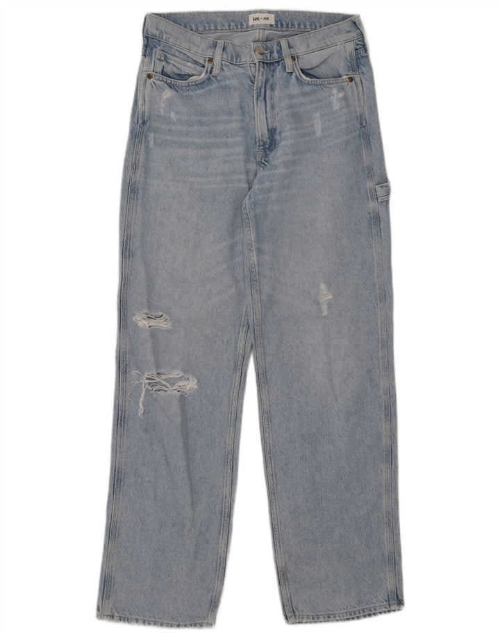Jeans dritti effetto invecchiato da donna Lee EU 36 piccolo W30 L30 cotone blu