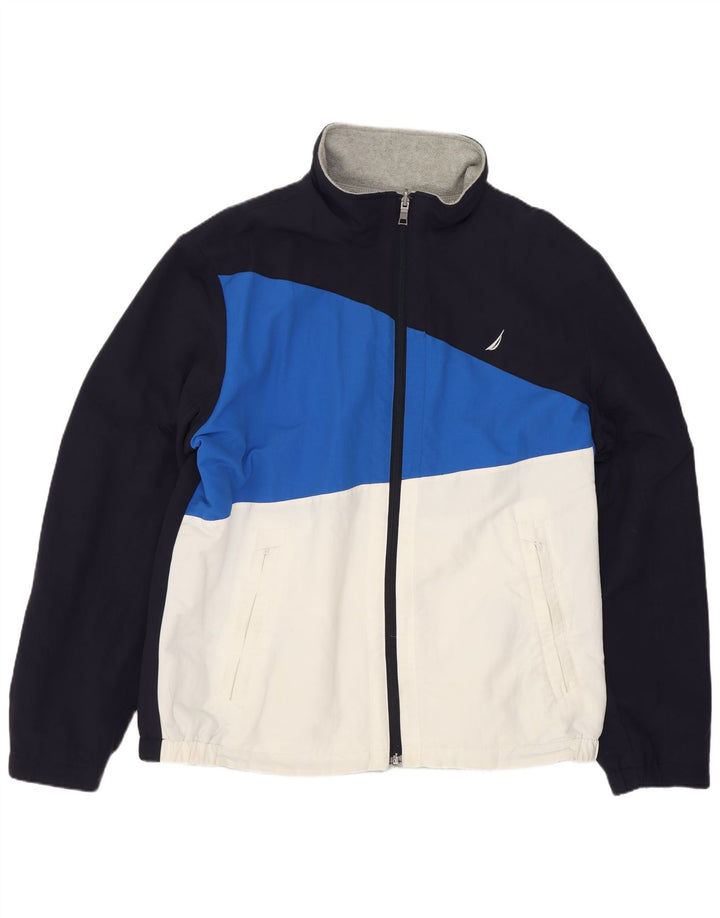 Giubbotto bomber grafico da uomo Nautica UK 42 Large Blu Navy Colourblock