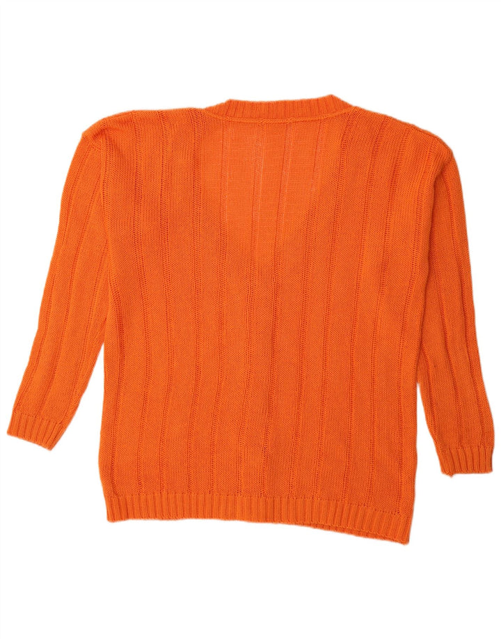 Maglione cardigan da donna vintage UK 16 grande arancione