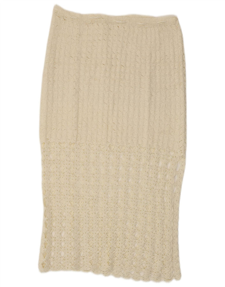 Gonna longuette all'uncinetto da donna VINTAGE W32 grande bianca