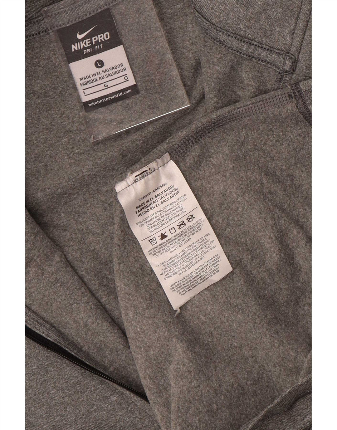 Top della tuta da ginnastica Nike Dri Fit con collo e zip da donna, UK 14, grande, grigio