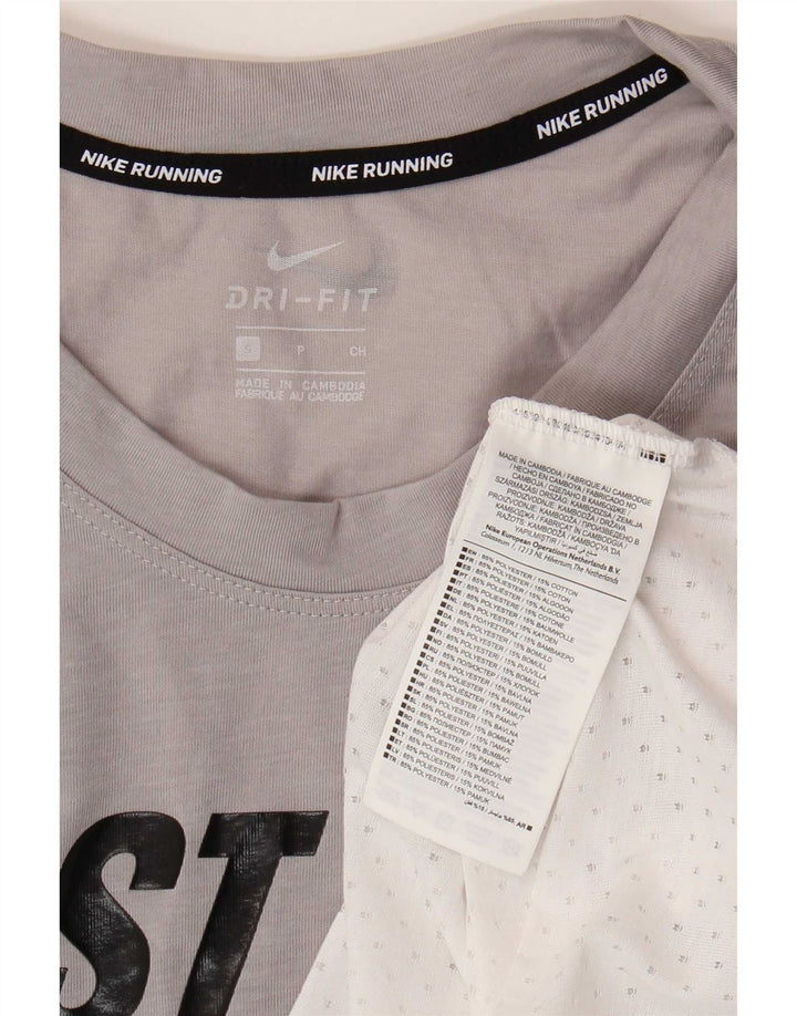 T-shirt grafica oversize corta Nike da donna UK 10 piccola in poliestere grigio