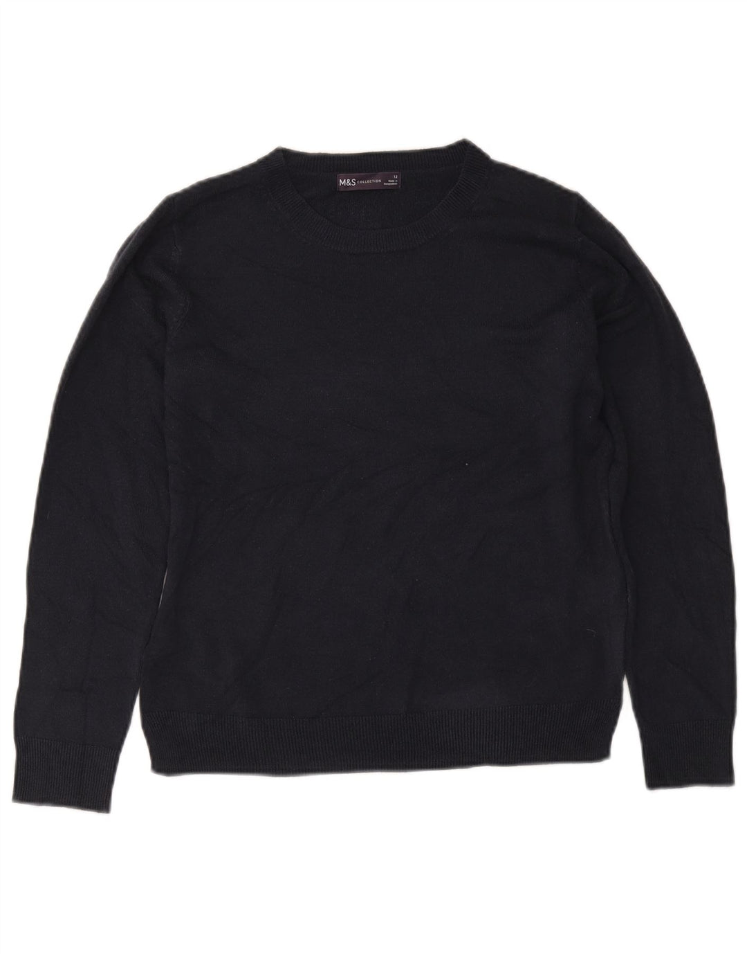 Maglione maglione girocollo da donna Marks & Spencer UK 12 medio blu navy
