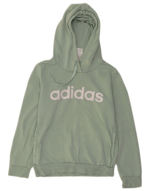 Maglione con cappuccio grafico da donna Adidas UK 8/10 piccolo cotone verde