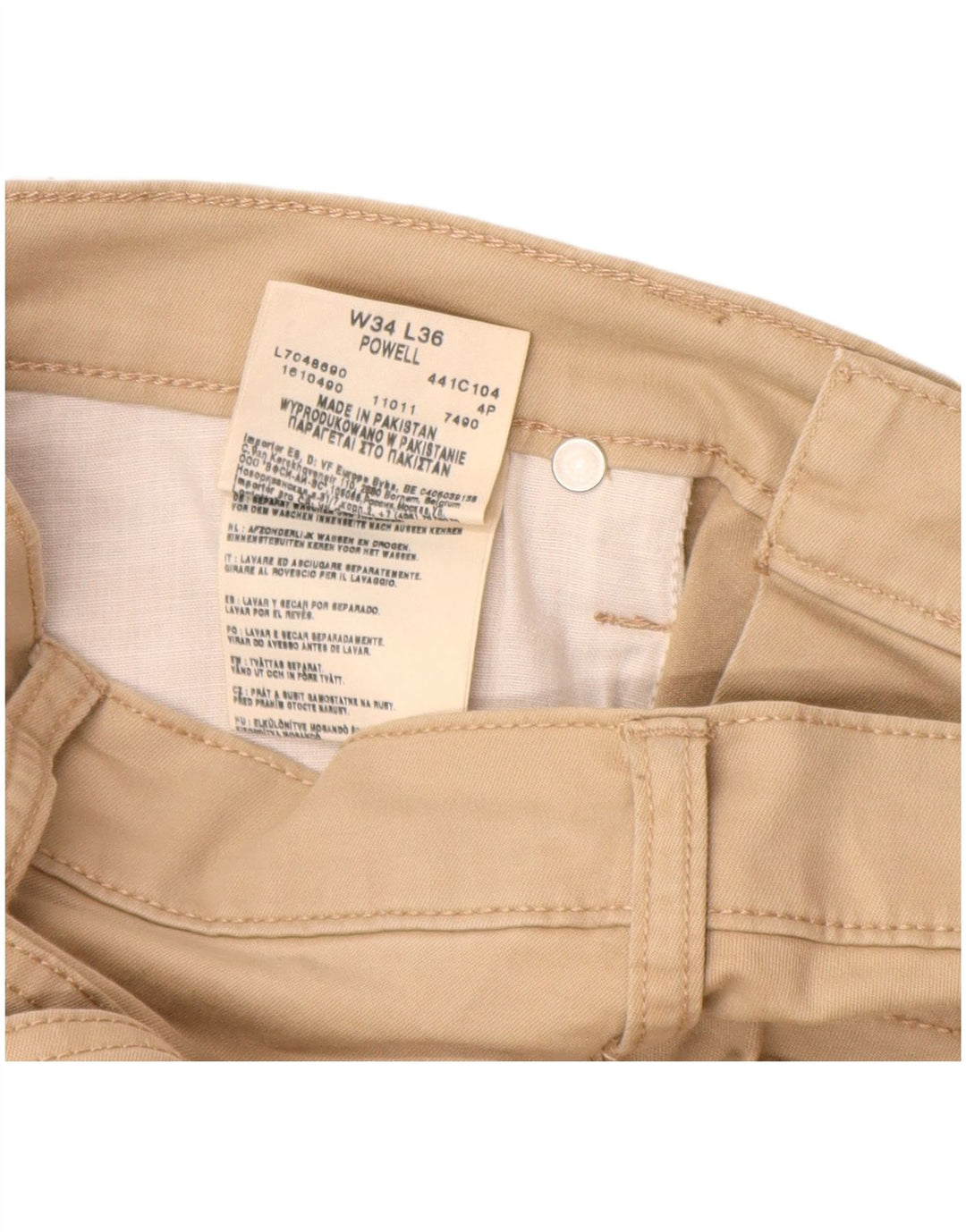 Pantaloni casual dritti Powell da uomo LEE W34 L36 in cotone beige