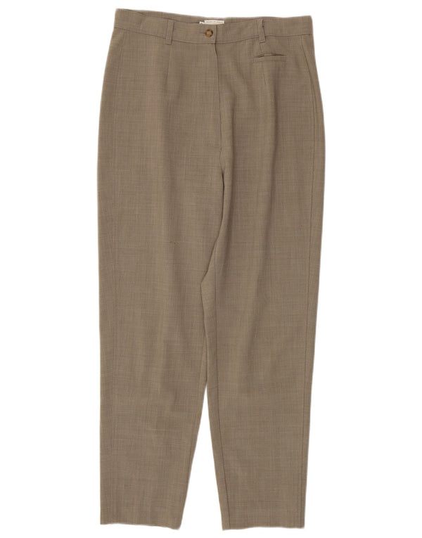 Pantaloni casual a vita alta da donna Benetton IT 46 Large W30 L27 Beige