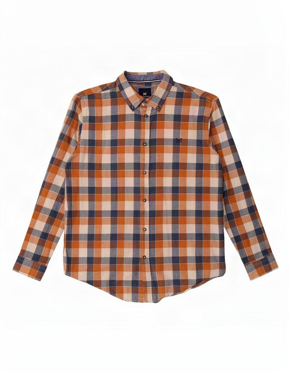Crew Clothing Camicia da uomo dalla vestibilità classica, grande in cotone a quadretti marrone