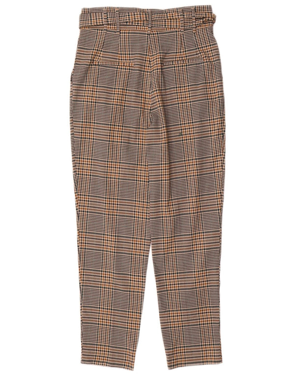 Pantaloni chino a vita alta da donna Zara piccoli W27 L27 poliestere a quadri beige