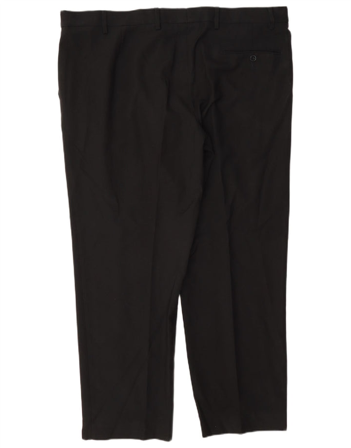 Pantaloni da abito vestibilità regolare da uomo Marks & Spencer W42 L29 poliestere nero