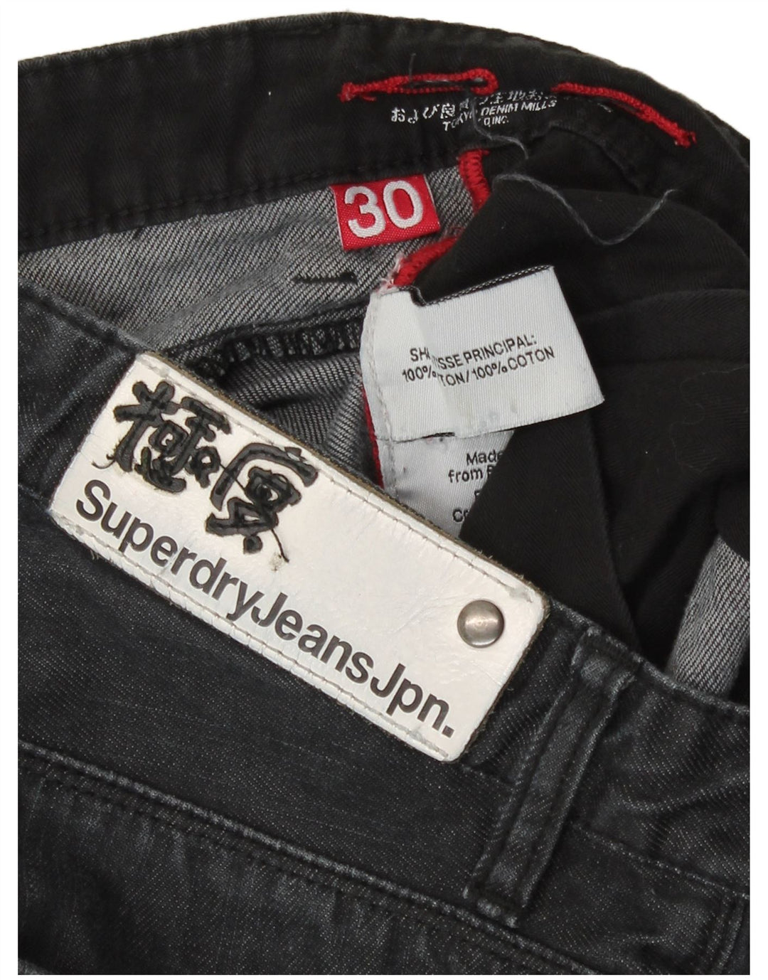Jeans dritti da uomo Superdry W30 L28 cotone grigio