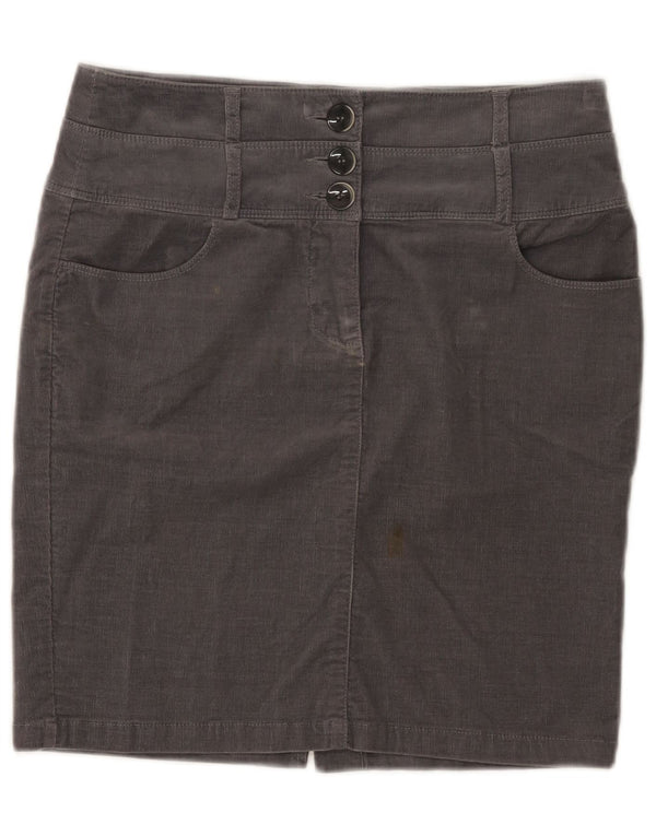 Mini gonna da donna in velluto a coste Benetton IT 42 media W30 cotone grigio