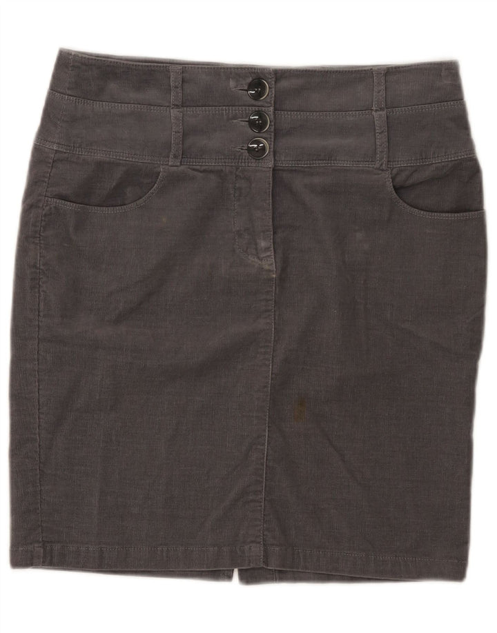 Mini gonna da donna in velluto a coste Benetton IT 42 media W30 cotone grigio