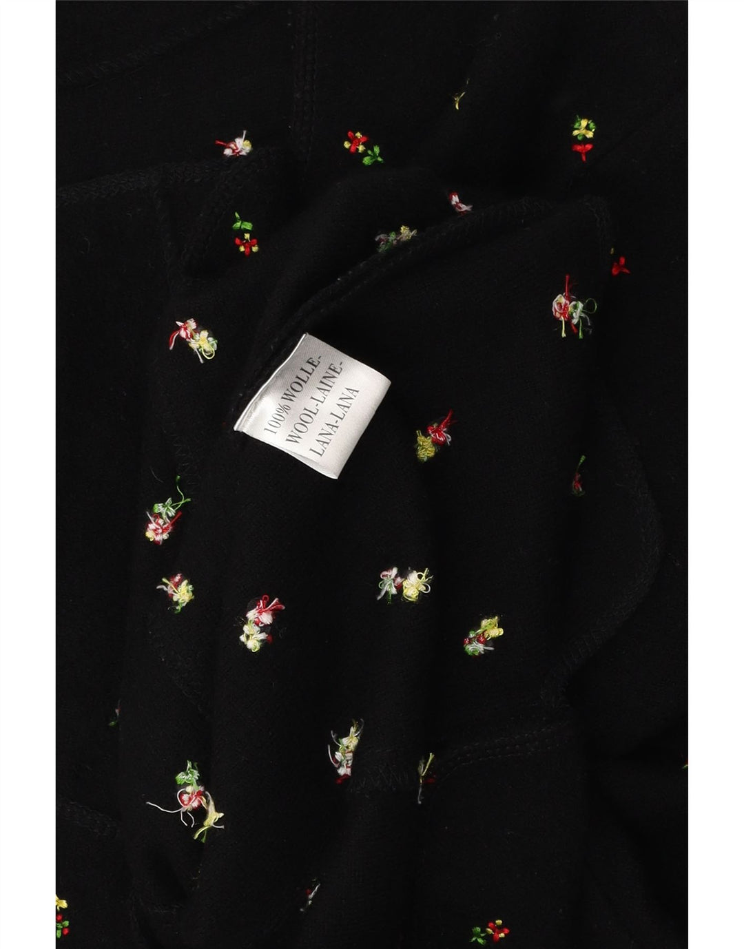 Giacca blazer da donna vintage UK 14 lana floreale nera media