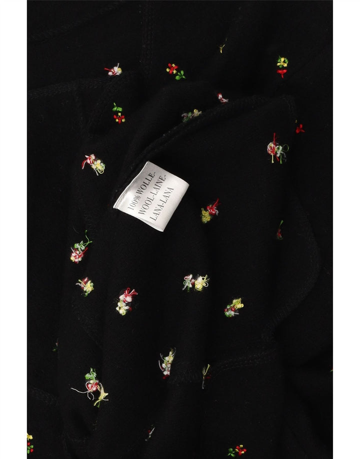 Giacca blazer da donna vintage UK 14 lana floreale nera media