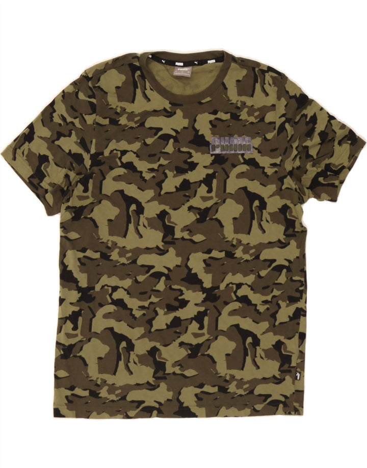 PUMA Mens T-Shirt Top Medium Green Camouflage Cotton Vintage Puma and Second-Hand Puma from Messina Hembry 