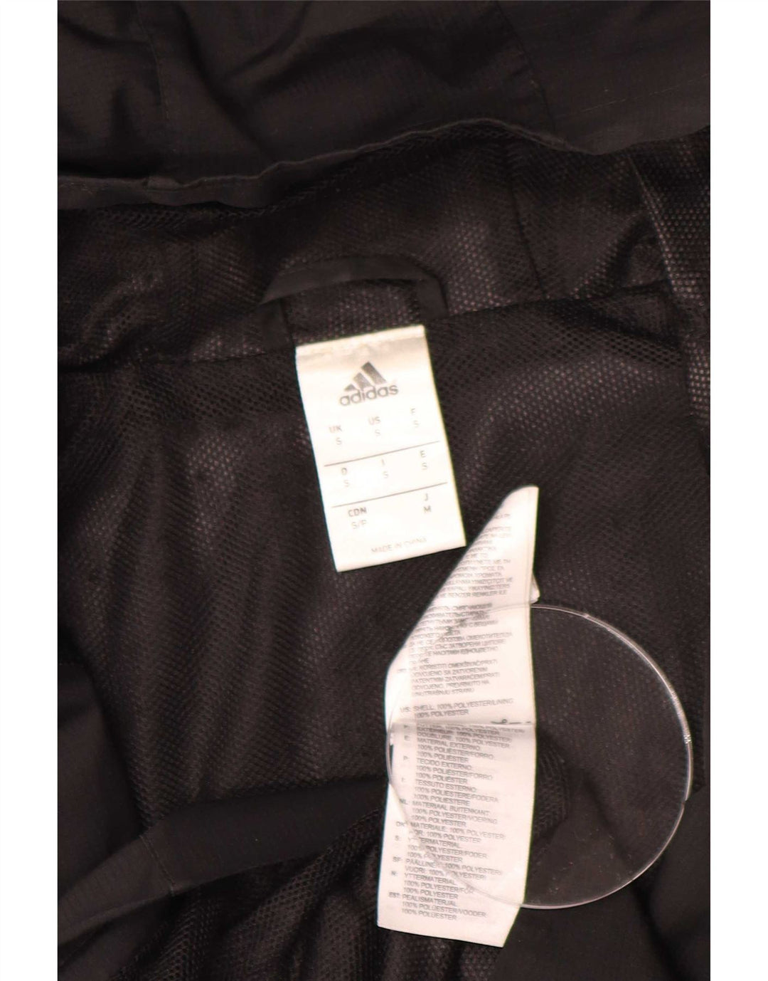 Giacca antipioggia da uomo Adidas con cappuccio UK 36 Small Nero Colourblock Poliestere
