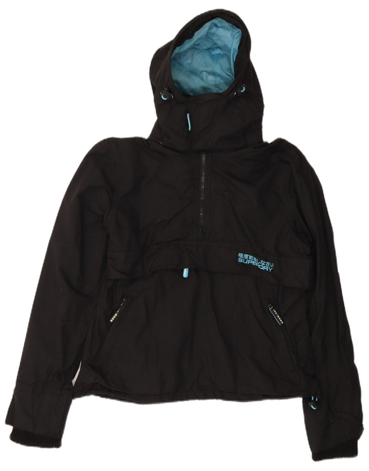 Giacca anorak da donna con cappuccio The Windcagoule SUPERDRY UK 16 grande nera