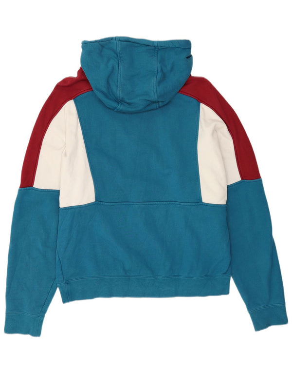 Felpa con cappuccio e collo con zip Nike da uomo, grande, in cotone color block blu