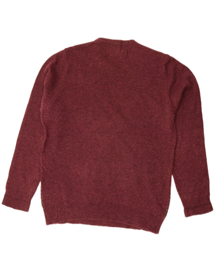 Maglione maglione girocollo da uomo Marks & Spencer blu Harbour bordeaux medio