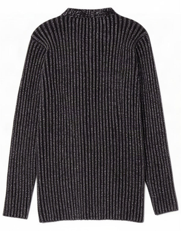 Maglione cardigan vintage per ragazze 10-11 anni in cotone a righe nere