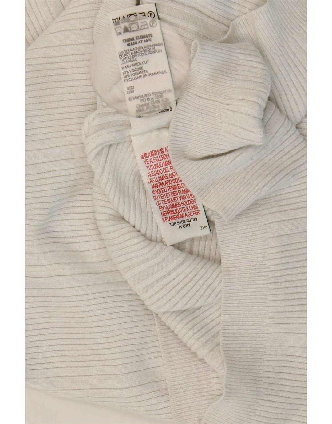 Maglione maglione a collo alto da donna Marks & Spencer UK 12 Viscosa bianca media