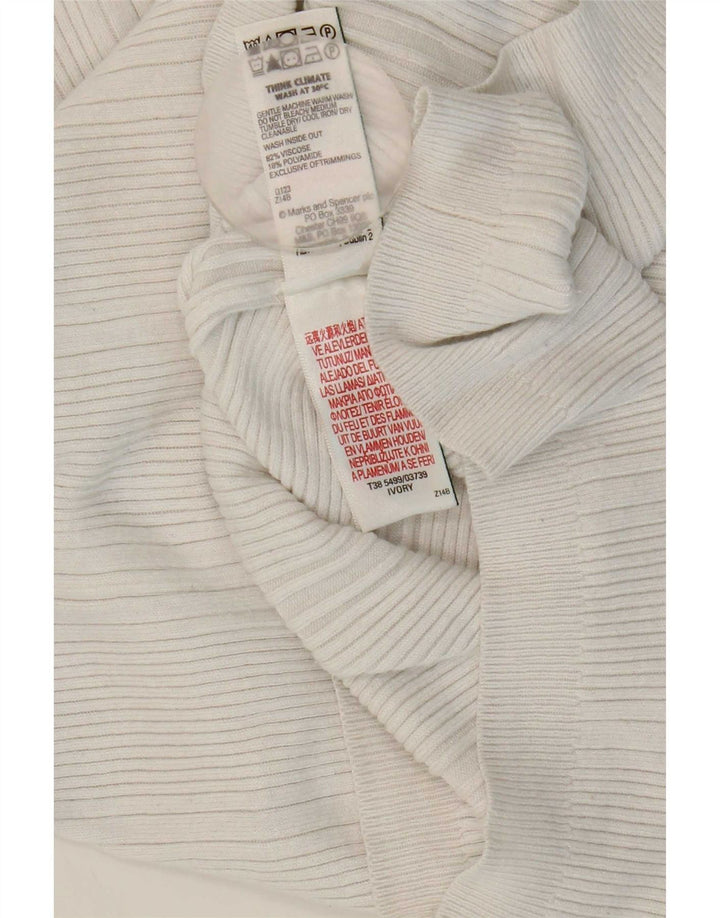 Maglione maglione a collo alto da donna Marks & Spencer UK 12 Viscosa bianca media
