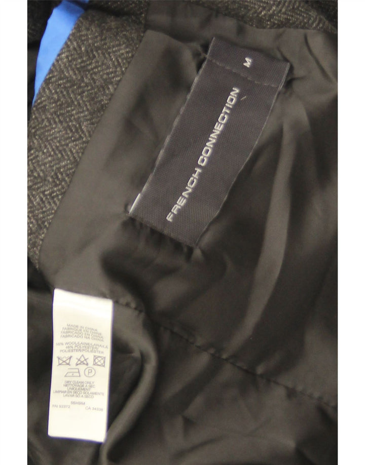 Cappotto da uomo French Connection UK 38 Lana a spina di pesce grigio medio
