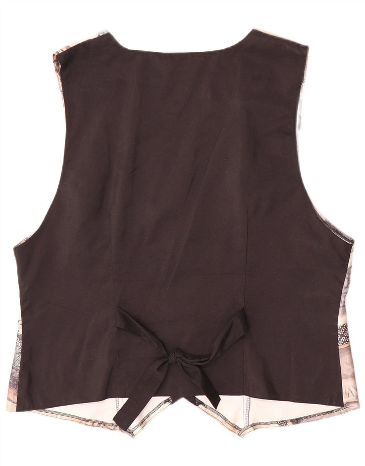 Gilet da donna VINTAGE con motivo astratto EU 44 grande poliestere marrone