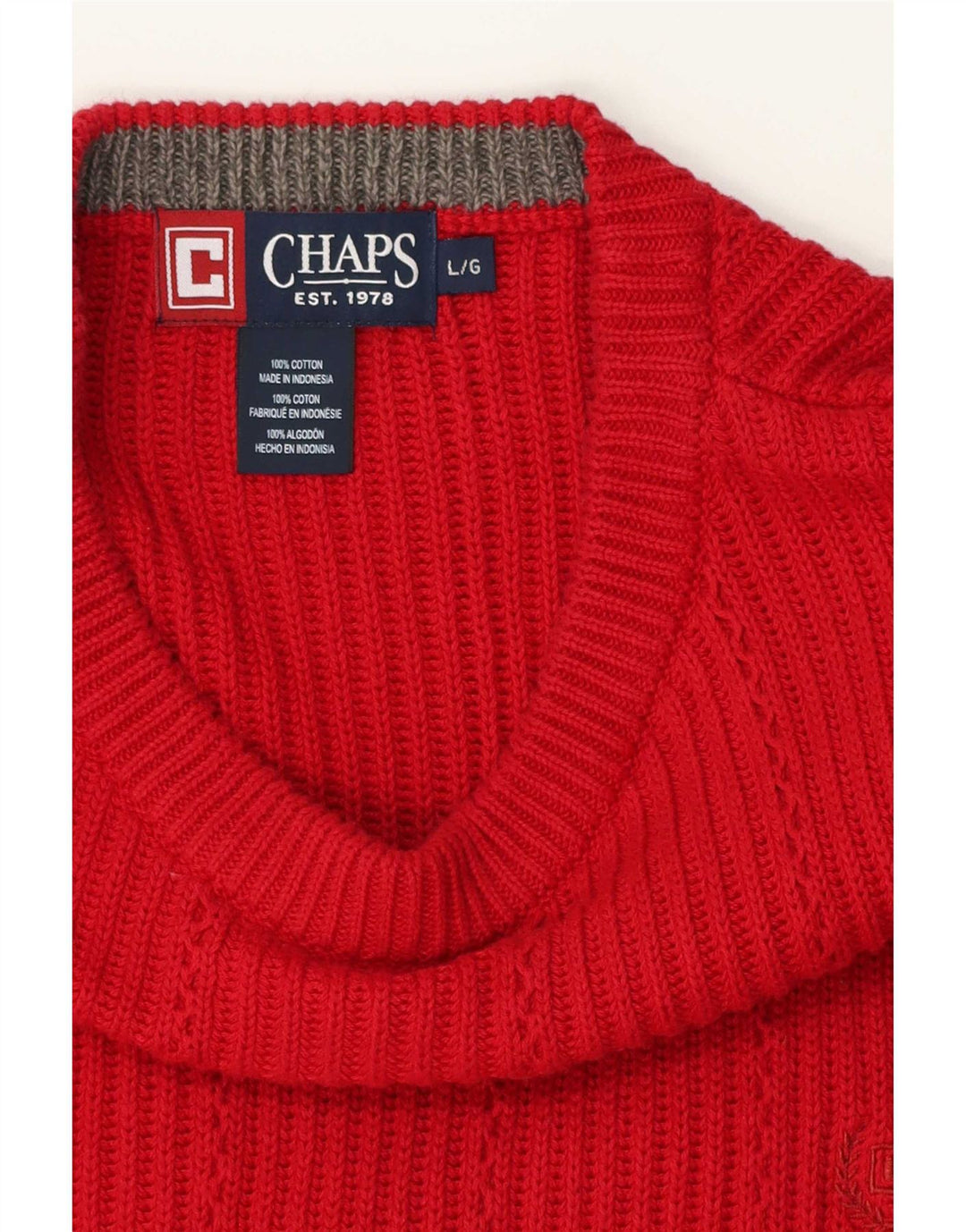 Chaps Uomo Maglione Girocollo Maglione Grande Cotone Rosso