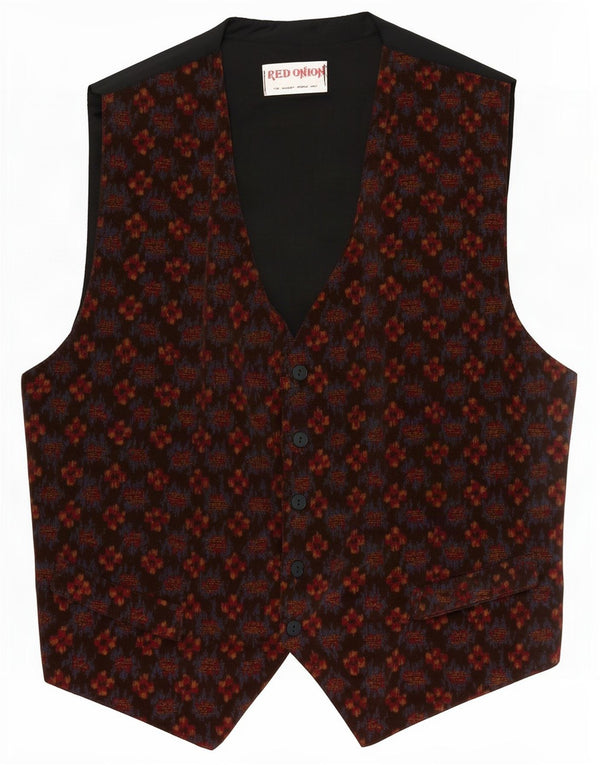 Vintage Mens Waistcoat Medium Brown Geometric