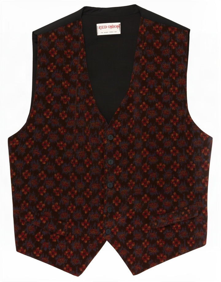 Gilet da uomo vintage marrone medio geometrico