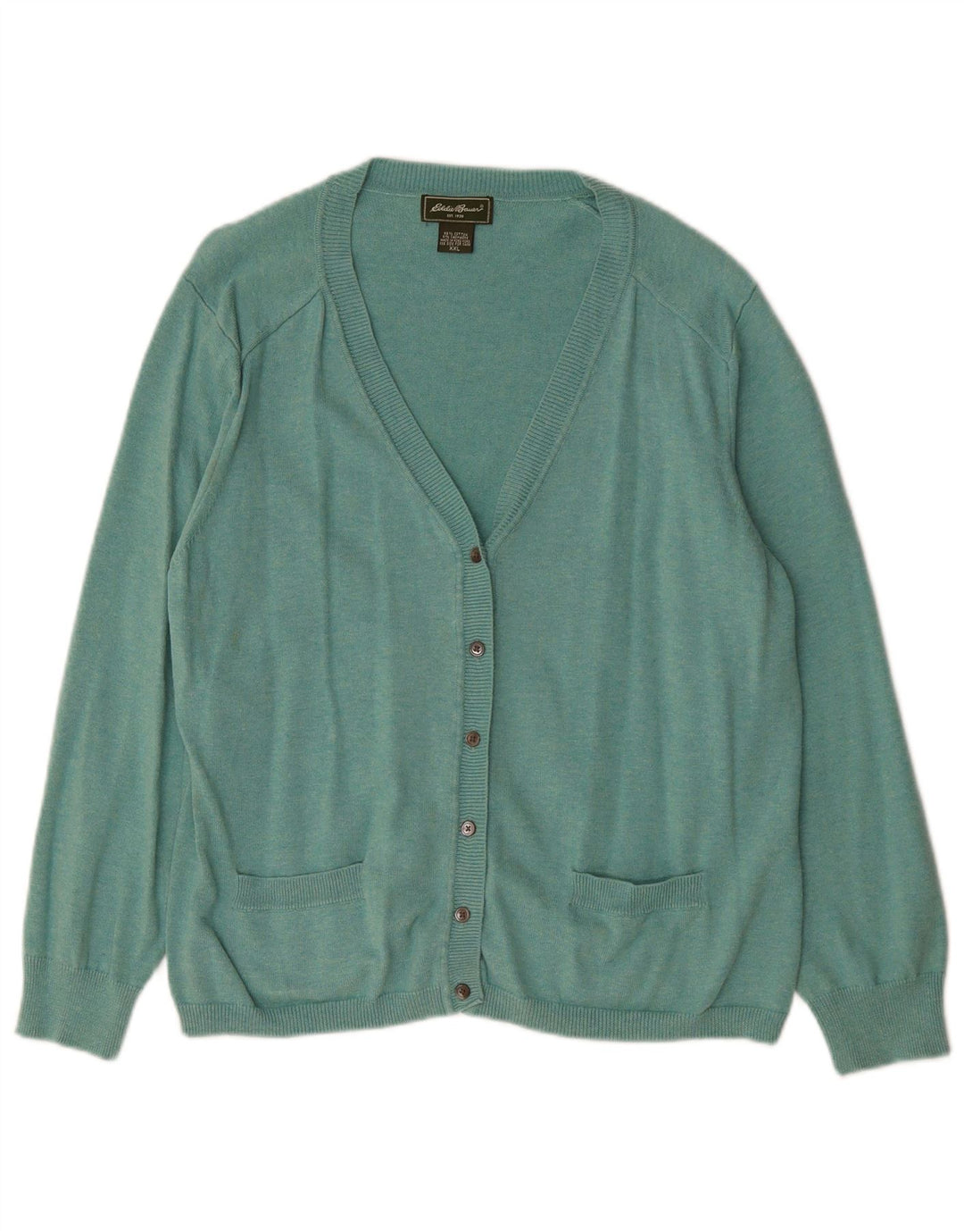 Maglione cardigan da donna EDDIE BAUER UK 20 2XL cotone verde
