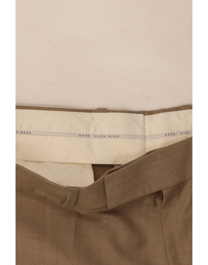 Pantaloni da abito dritti da uomo Hugo Boss W36 L31 Marrone