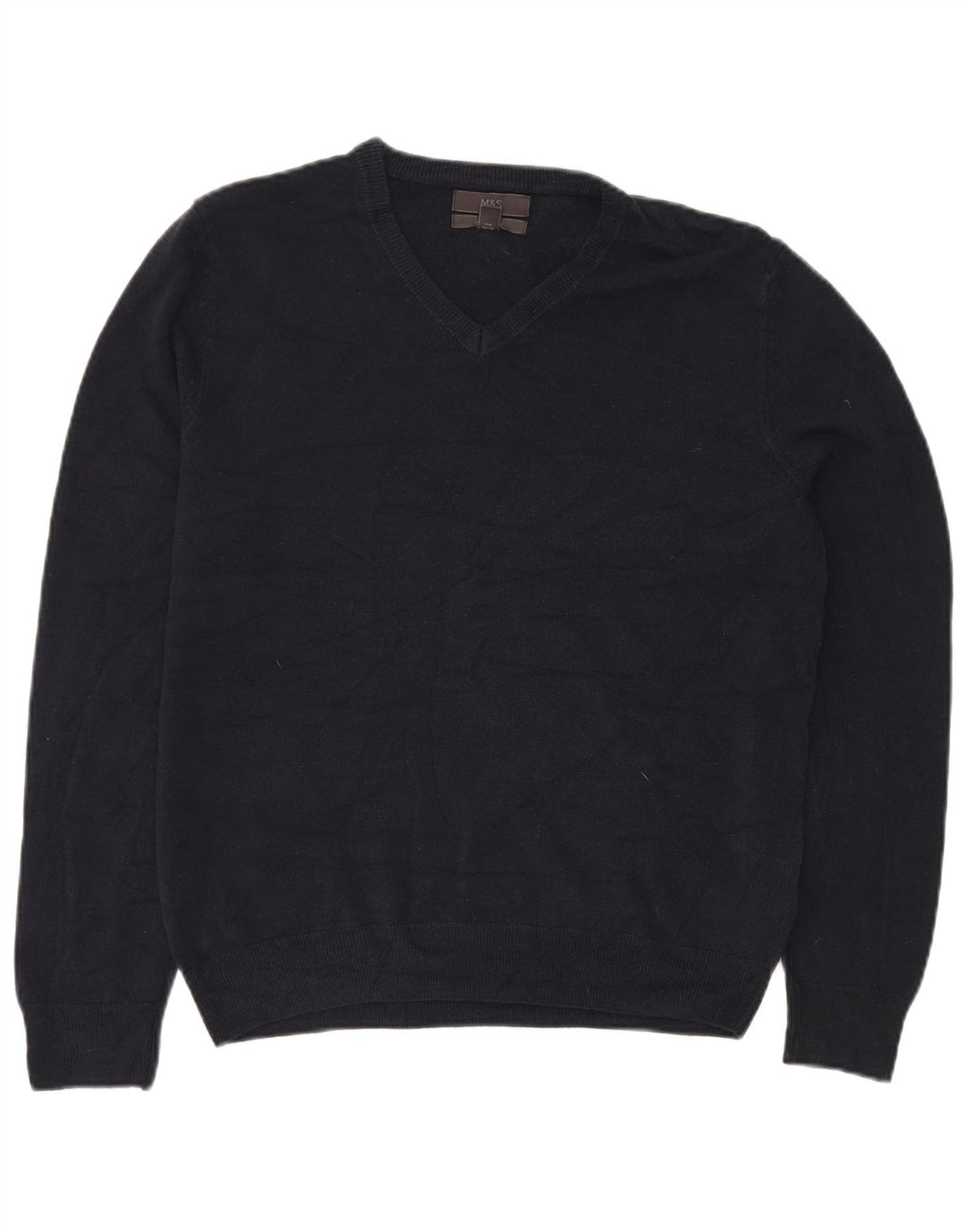 MARKS & SPENCER Maglione da uomo con scollo a V grande acrilico blu navy