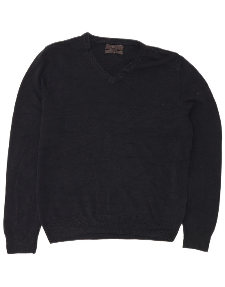 MARKS & SPENCER Maglione da uomo con scollo a V grande acrilico blu navy