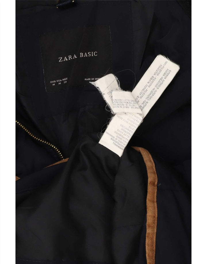 Giacca imbottita da donna Zara UK 12 media blu navy in poliestere