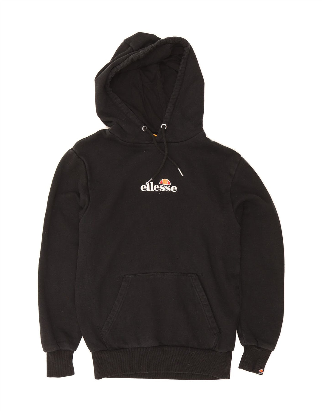 ELLESSE Mens Graphic Hoodie Jumper Small Black Cotton Vintage Ellesse and Second-Hand Ellesse from Messina Hembry 