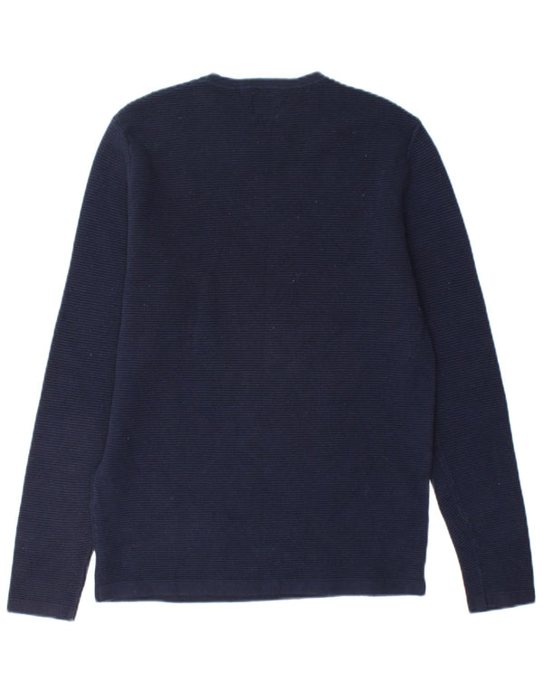 Maglione ZARA da uomo girocollo in cotone color block medio blu navy