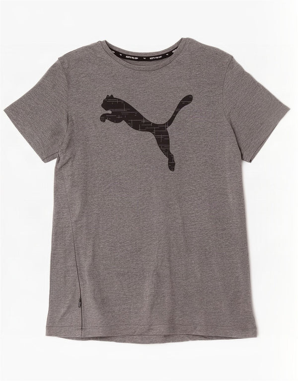 Puma Boys Graphic T-Shirt Top 15-16 Years Grey Flecked Cotton