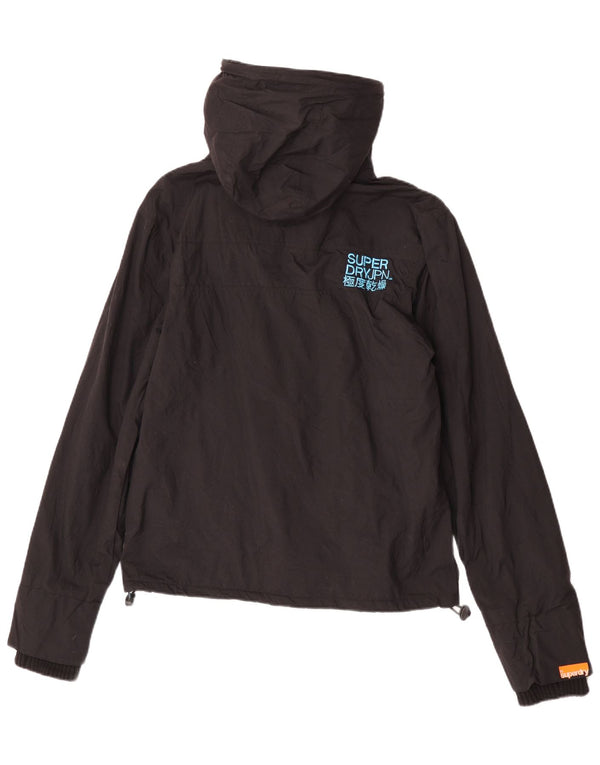 Giacca a vento con cappuccio da donna Superdry UK 14 nylon nero medio