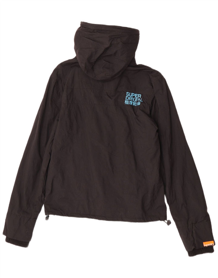Giacca a vento con cappuccio da donna Superdry UK 14 nylon nero medio